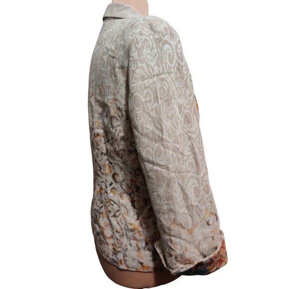 Coldwater Creek 10 Womens Linen Blend Embroidered Boho Chic Artsy Jacket Beige - Picture 5 of 14